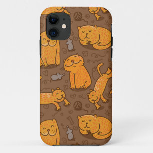猫が付いているパターン iPhone 11 ケース
