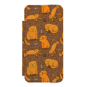 猫が付いているパターン iPhone SE/5/5sウォレットケース
