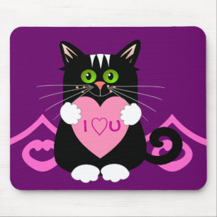 猫が付いているロマンチックなmousepad マウスパッド