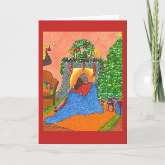 猫が付いている居心地のよいクリスマスカード シーズンカード (正面)