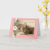 猫が付いている母の日カード カード (黄色い花)