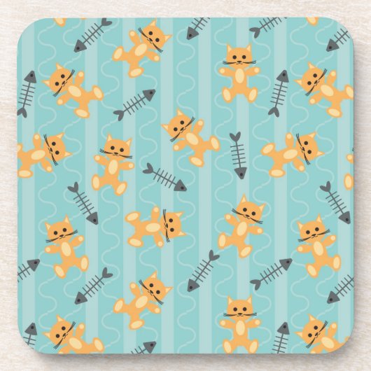 猫が付いている背景 コースター (正面)