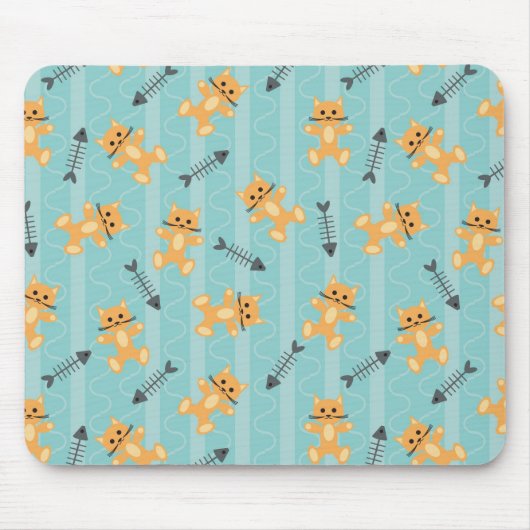 猫が付いている背景 マウスパッド (正面)