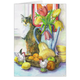 猫が付いている静物画