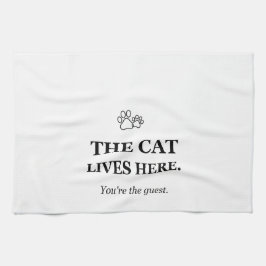 猫が住んでいます、あなたは客です 面白い猫のキッチン用品 キッチンタオル