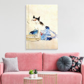 猫が体の歌川広重を洗う キャンバスプリント (インサイチュ (リビング))