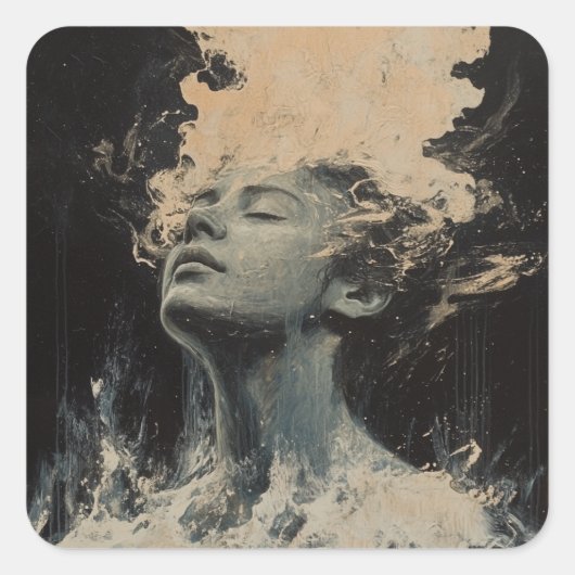 猫が作ったランダムアート スクエアシール (正面)