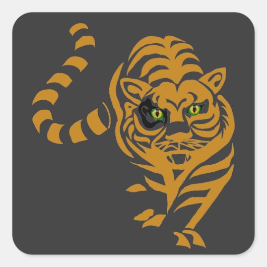 猫が元気で幸せ スクエアシール (正面)