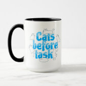 猫が先、タスクは後回し ねこ おもしろ マグカップ (左)