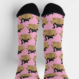 猫が入った箱かわいい動物デザイン ソックス