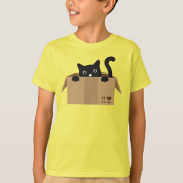 猫が入った箱かわいい動物デザイン Tシャツ