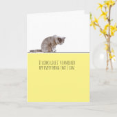 猫が全てをテーブル考えから叩き落とす カード (黄色い花)