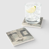 猫が出てくるのをシンプキン（ビアトリックス・ポッター） ストーンコースター (横)