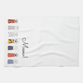 猫が前足で黒いニャヤというペット好きに キッチンタオル (横)