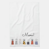 猫が前足で黒いニャヤというペット好きに キッチンタオル (縦)