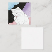 猫が前足をきれいにする スクエア名刺 (正面/裏面)