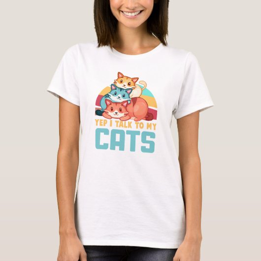 猫が可愛いトリオ猫デザイン2 Tシャツ (正面)