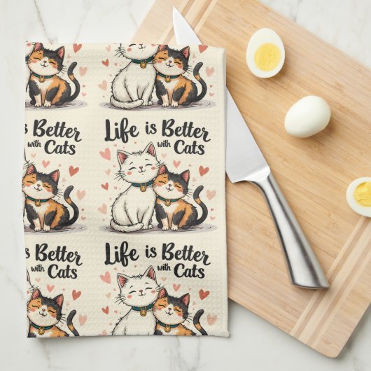 猫が可愛い猫の美意識で生きる キッチンタオル (四つ折り)