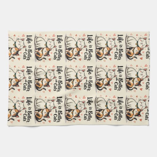 猫が可愛い猫の美意識で生きる キッチンタオル (横)