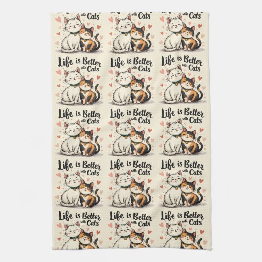 猫が可愛い猫の美意識で生きる キッチンタオル (縦)