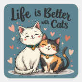 猫が可愛い猫の美意識で生きる スクエアシール (正面)