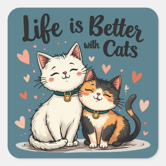 猫が可愛い猫の美意識で生きる スクエアシール (正面)