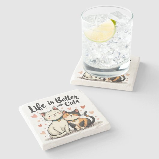 猫が可愛い猫の美意識で生きる ストーンコースター (横)