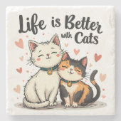 猫が可愛い猫の美意識で生きる ストーンコースター (正面)