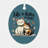 猫が可愛い猫の美意識で生きる メタルオーナメント (正面)