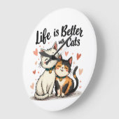 猫が可愛い猫の美意識で生きる ラージ壁時計 (傾斜)