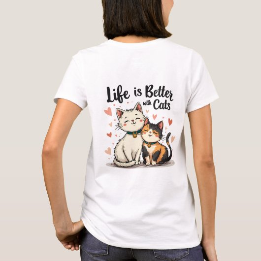 猫が可愛い猫の美意識で生きる Tシャツ (裏面)