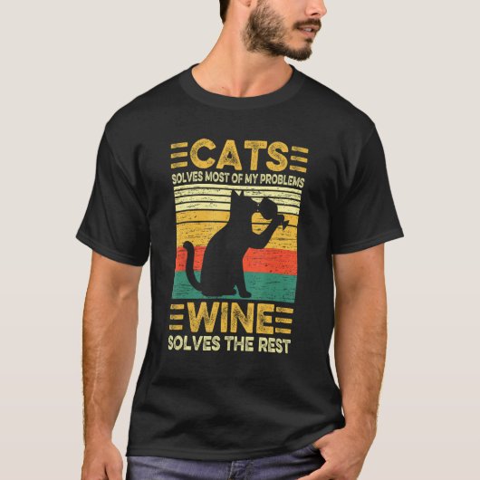 猫が問題を解決 ワイン テイスティング ワイン造り 父 Tシャツ (正面)