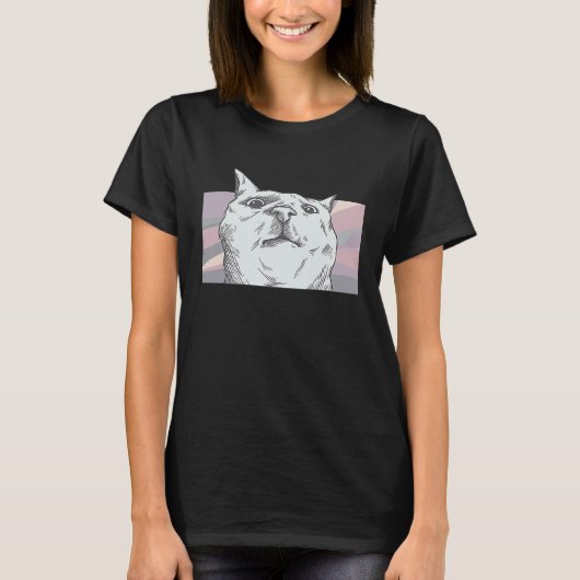 猫が困ってるのか Tシャツ (正面)