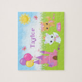 猫が城ピンクと紫のジグソーパズル ジグソーパズル (縦)