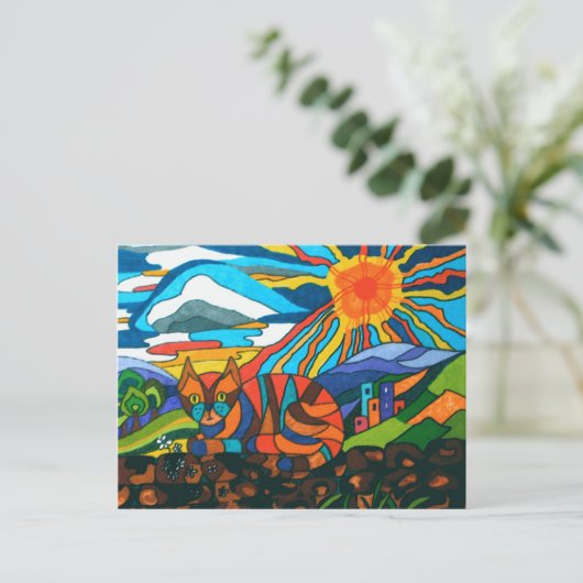 猫が壁に ポストカード (スタンド正面)