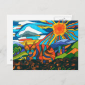 猫が壁に ポストカード (正面/裏面)