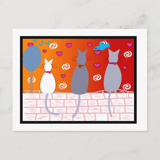 猫が夕暮れ ポストカード (正面)