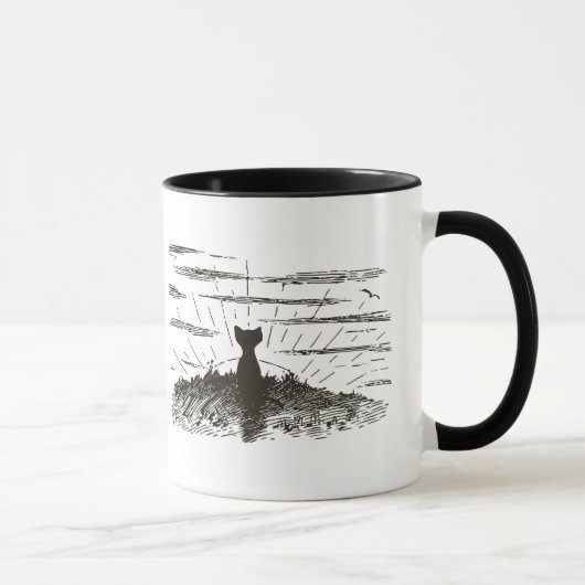 猫が夕焼けを眺める マグカップ (右)