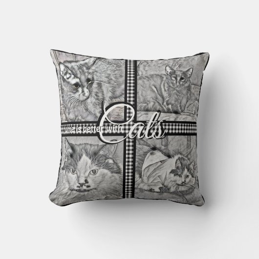 猫が多い家パーソナライズされたは クッション (正面)
