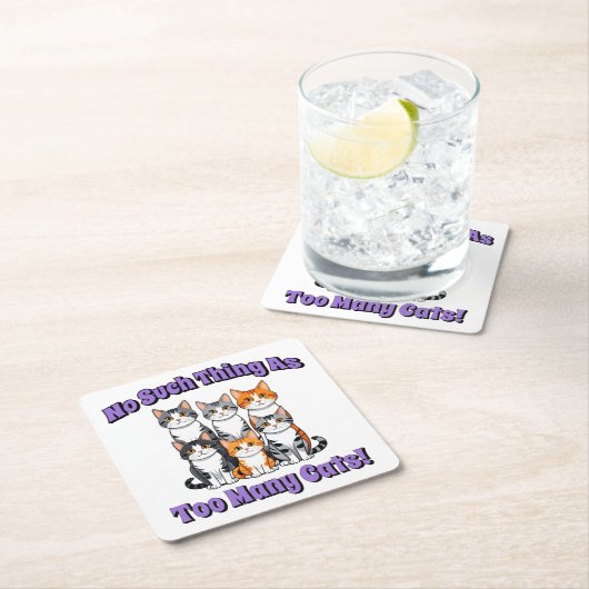 猫が多過ぎるなんて！ スクエアペーパーコースター (インサイチュ)
