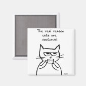 猫が夜通し起きおもしろいている マグネット (正面/裏面)