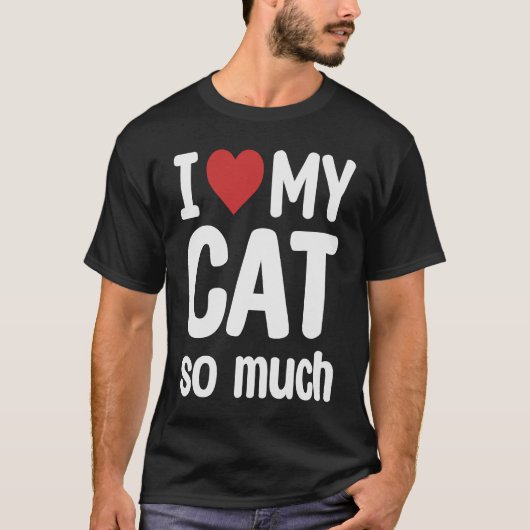 猫が大好きでハート Tシャツ (正面)