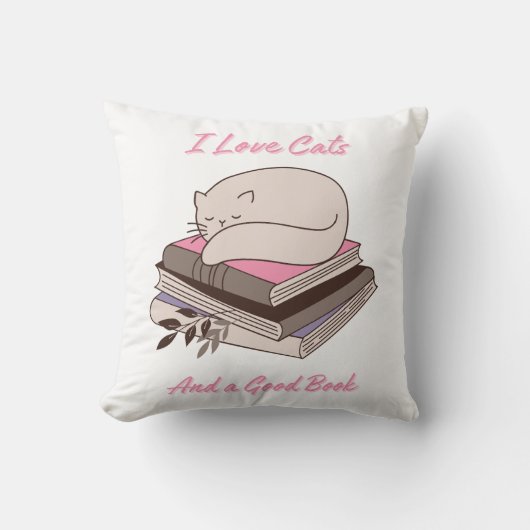 猫が大好きで、良い本 クッション (正面)
