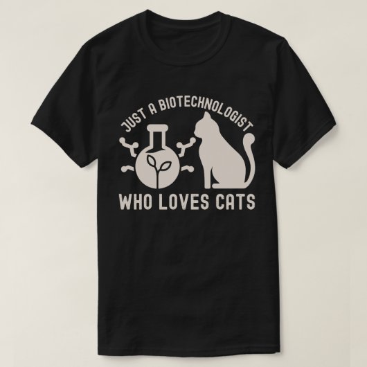 猫が大好きなバイオテクノロジー学者 Tシャツ (デザイン正面)