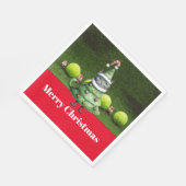 猫が大好きなプレーヤーのためのテニスクリスマス スタンダードランチョンナプキン (角)