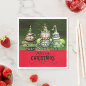 猫が大好きなプレーヤーのためのテニスクリスマス スタンダードランチョンナプキン (インサイチュ)