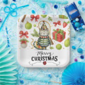 猫が大好きなプレーヤーのためのテニスクリスマス ペーパープレート (パーティー)