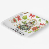 猫が大好きなプレーヤーのためのテニスクリスマス ペーパープレート (傾斜あり)