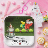 猫が大好きなプレーヤーのためのテニスクリスマス ペーパープレート (パーティー)