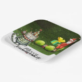 猫が大好きなプレーヤーのためのテニスクリスマス ペーパープレート (傾斜あり)